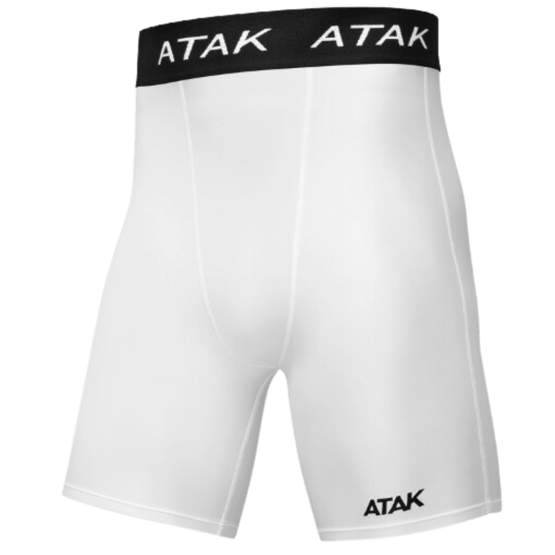 ATAK | ATAK Men's White Compression Shorts | Men's White Compression Shorts - Youth Medium | Total Hockey