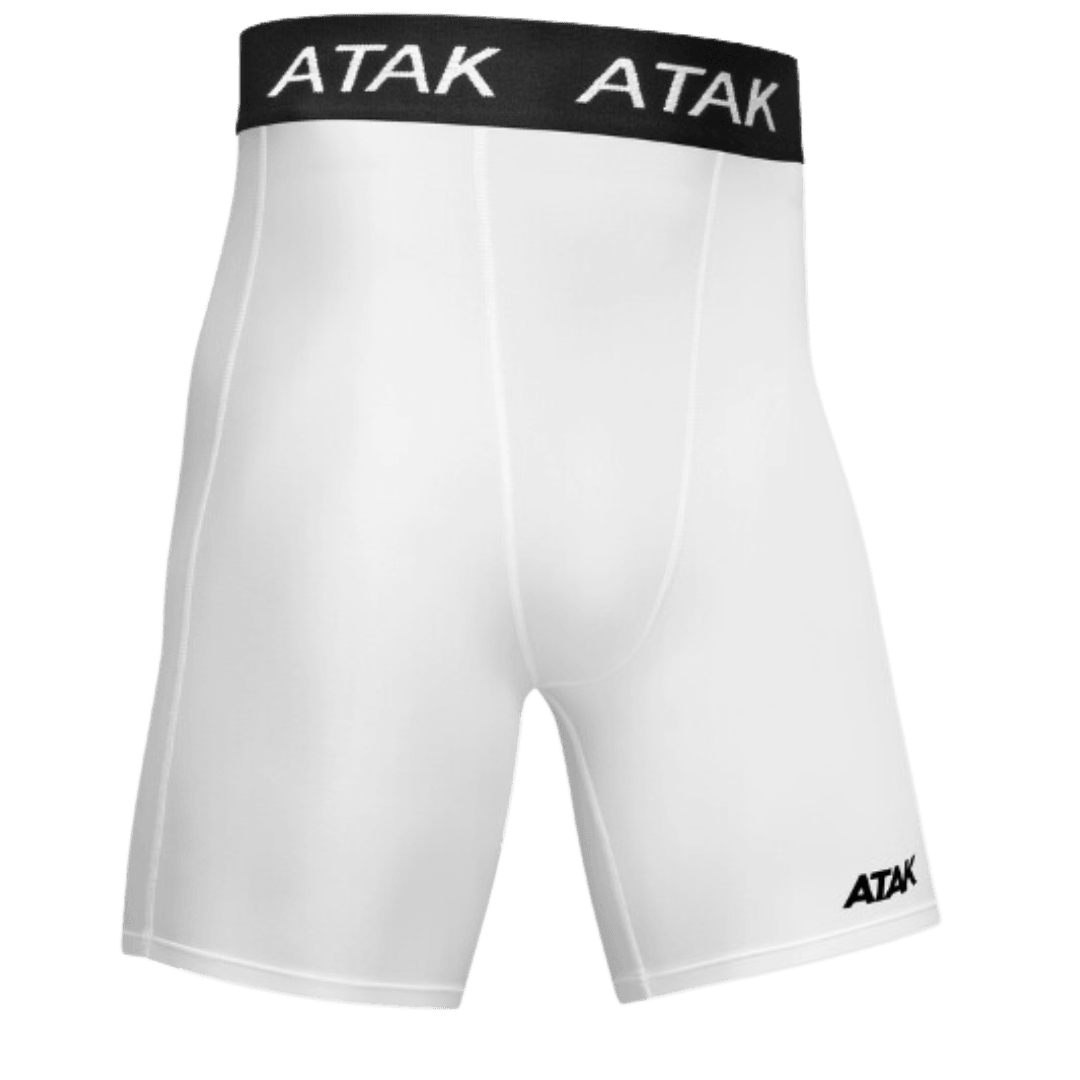ATAK | ATAK Men's White Compression Shorts | Men's White Compression Shorts - Youth Medium | Total Hockey
