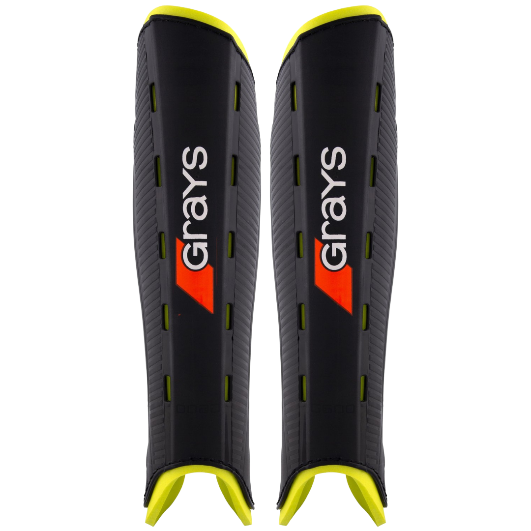 Grays | Grays G600 Shin Pads | G600 Shin Pads - Black/Yellow / 2XSmall | Total Hockey