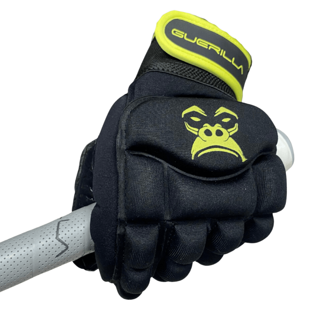 Guerilla | Guerilla Howler Glove Left Hand | Howler Glove Left Hand - Black/Yellow / 2XSmall | Total Hockey