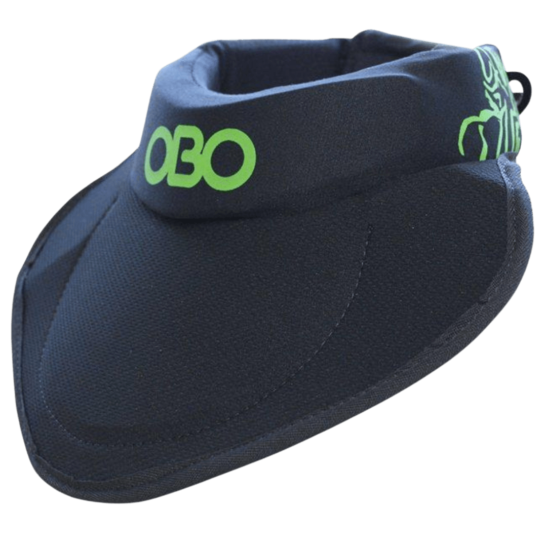 OBO | OBO ROBO Throat Guard with Bib | ROBO Throat Guard with Bib - Black/Green / One Size | Total Hockey
