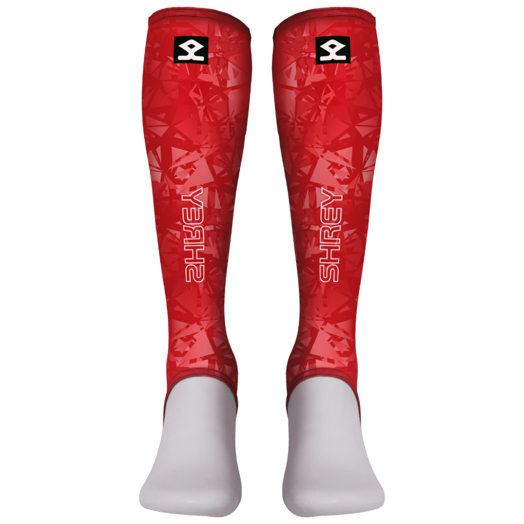 Shrey Hockey | Shrey Hockey Shinliners With Stirrup - Red | Shinliners With Stirrup - Red - Red / Senior | Total Hockey