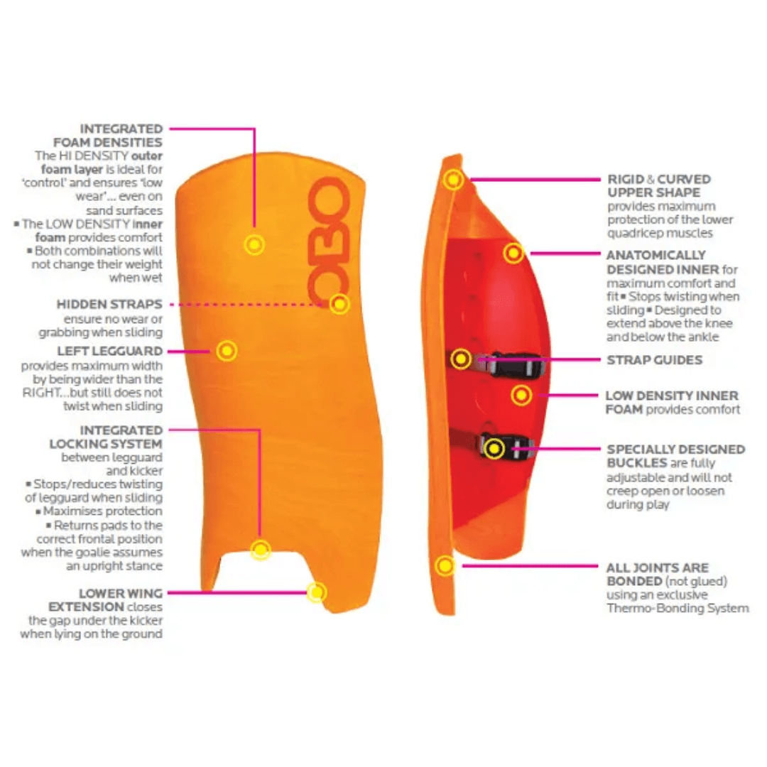 OBO | OBO OGO Legguards | OGO Legguards - Small / Orange | Total Hockey