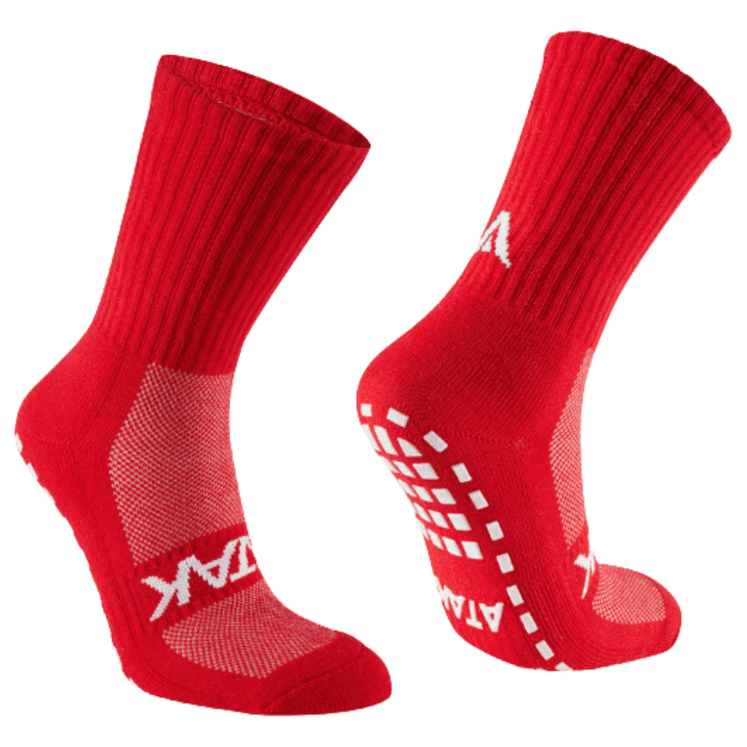 ATAK | ATAK Non-Slip Mid-Leg Socks Red | Non-Slip Mid-Leg Socks Red - EUR 36-38 | UK 3-5 | Total Hockey