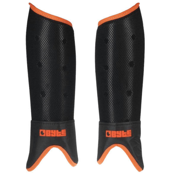 Byte | Byte SX Shinpads | SX Shinpads - Black/Orange / Small | Total Hockey