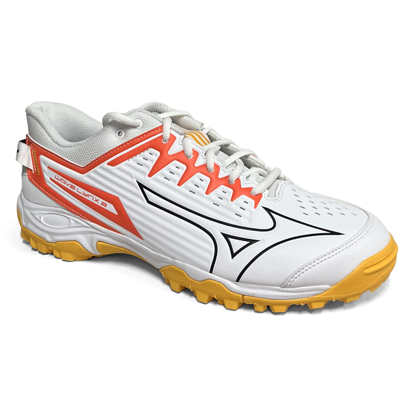 Total Hockey | Total Hockey Mizuno Lynx Hockey Shoe | Mizuno Lynx Hockey Shoe - White/Fiery Coral | Total Hockey