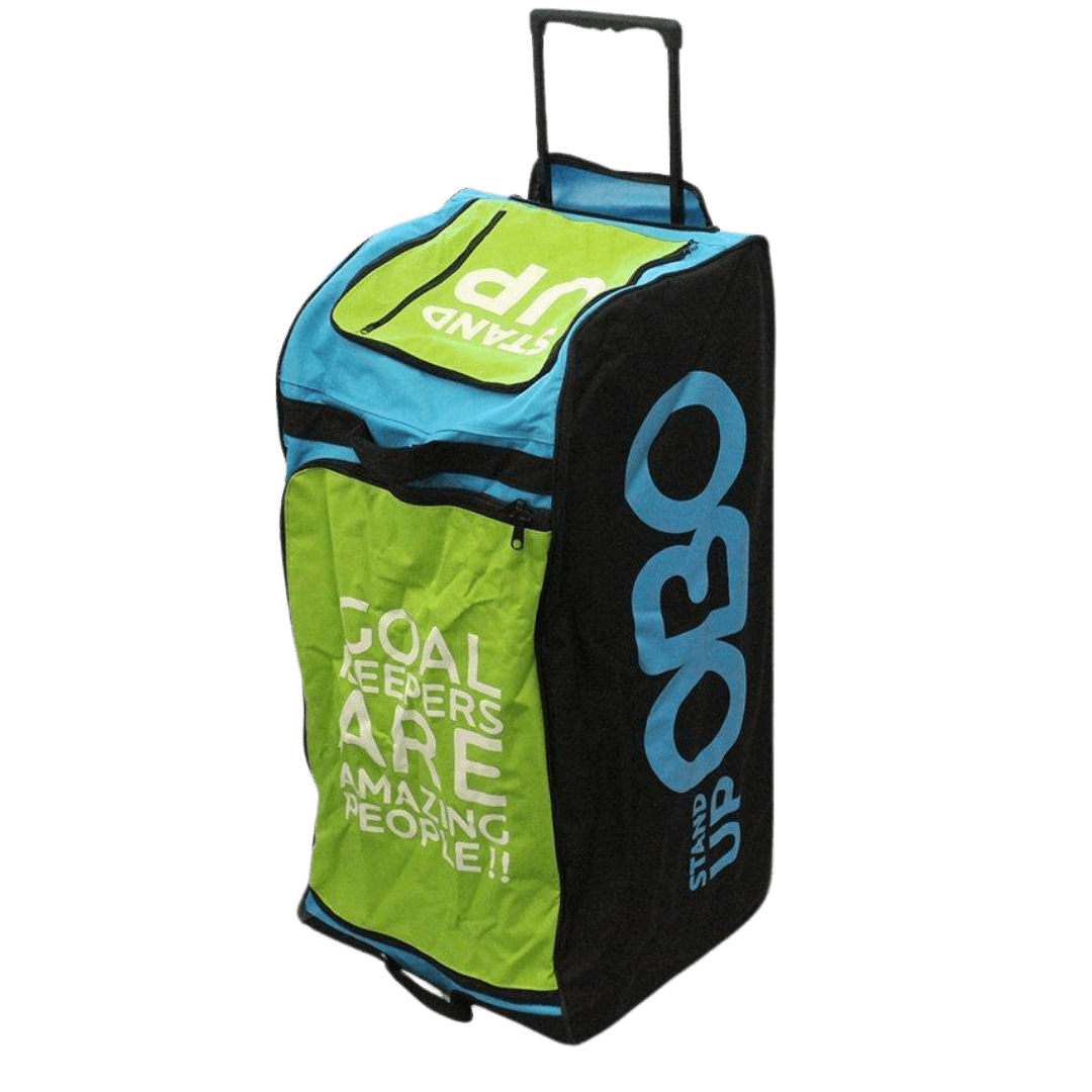 OBO | OBO Stand-Up Wheelie Bag Blue/Green | Stand-Up Wheelie Bag Blue/Green - Peron | Green | Black | Total Hockey